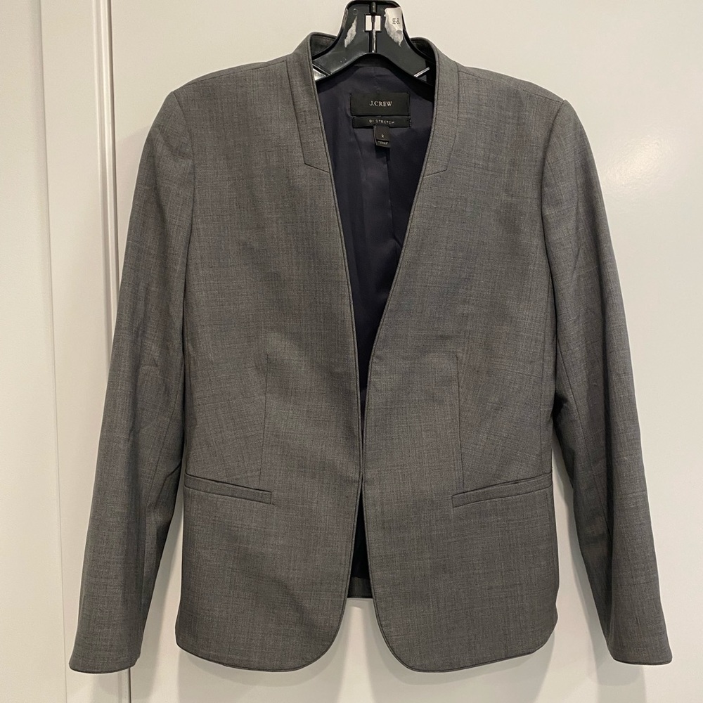 Jcrew collarless suit blazer